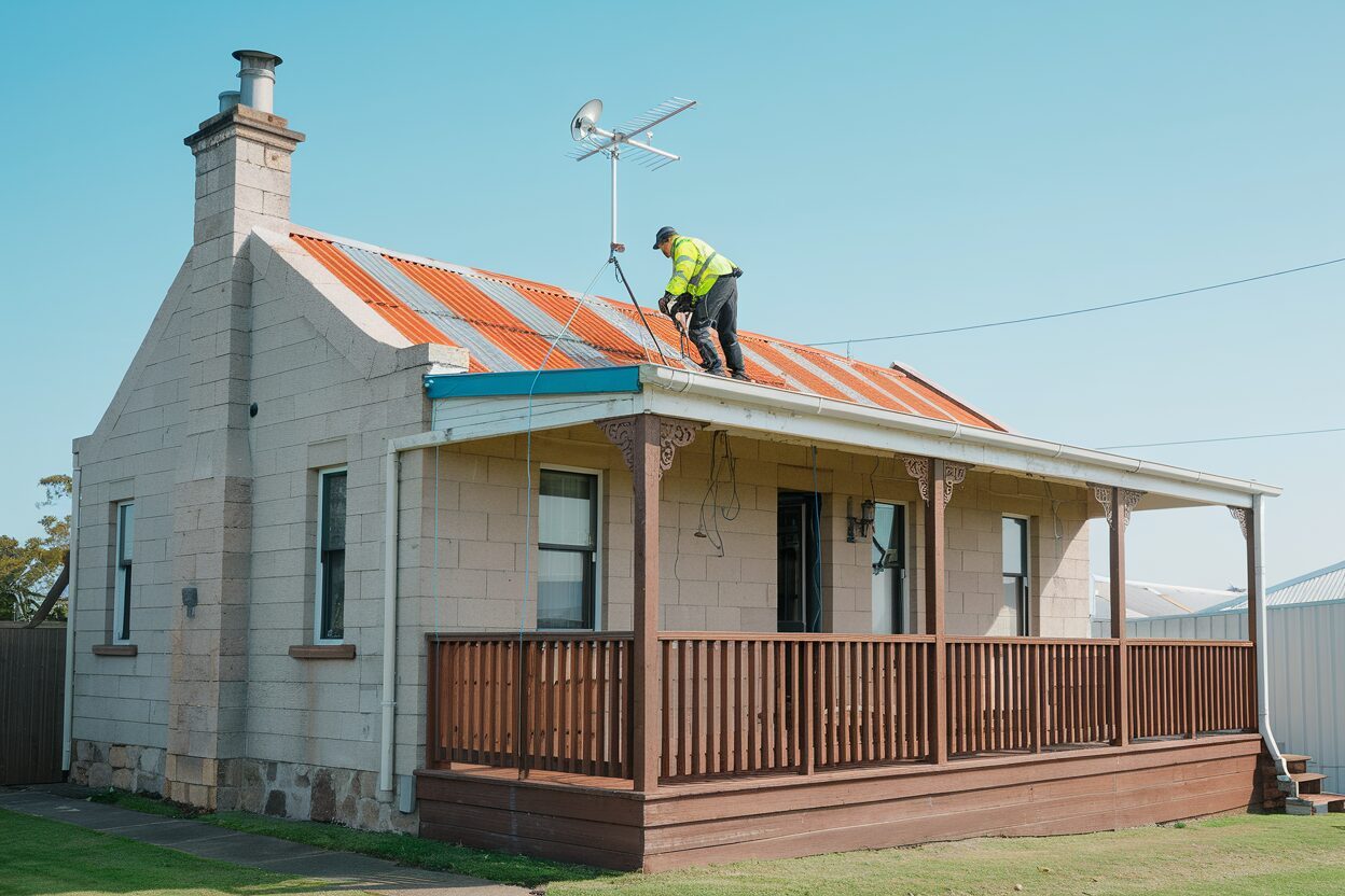Professional TV antenna installation on Fremantle home